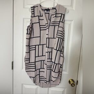 Haver London Women's Abstract Print Beige Dress Size Medium Button Down SunDress